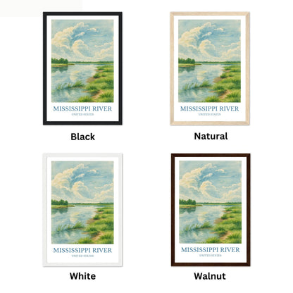 Mississippi River, Watercolor design poster, North America Print, Mississippi River Wall Art