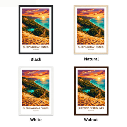 Sleeping Bear Dunes Travel Poster - Beautiful Sunset