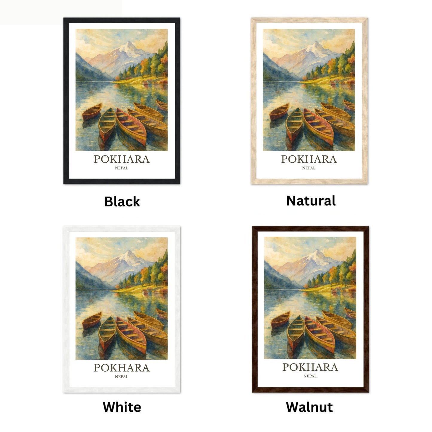 Pokhara, Watercolor design poster, Nepal Print, Pokhara Wall Art