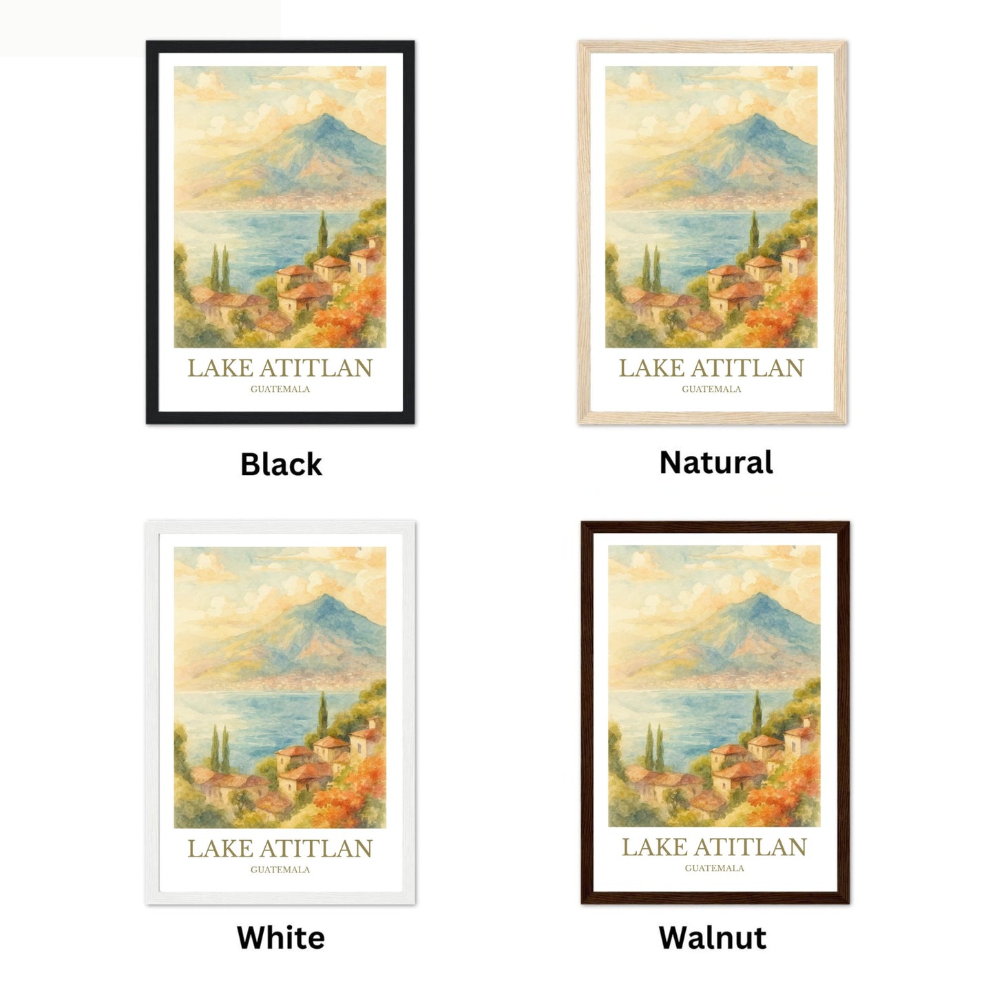 Lake Atitlán, Watercolor design poster, Guatemala Print, Lake Atitlán Wall Art
