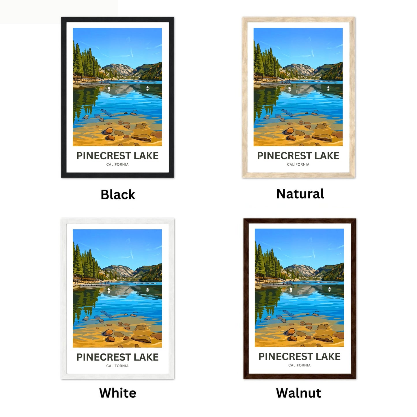 Pinecrest Lake Travel Poster - Mountain Mirror Lake