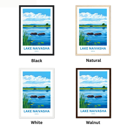 Lake Naivasha Travel Poster - Breathtaking Lake and Hippos