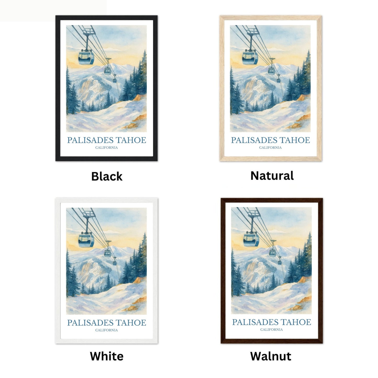 Palisades Tahoe, Watercolor design poster, California Print, Palisades Tahoe Wall Art
