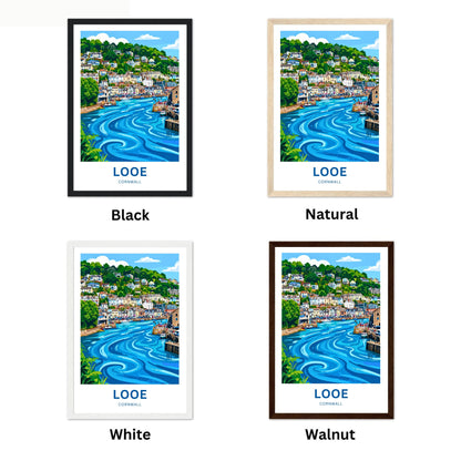 Looe, Cornwall Travel Poster - Harbour Days