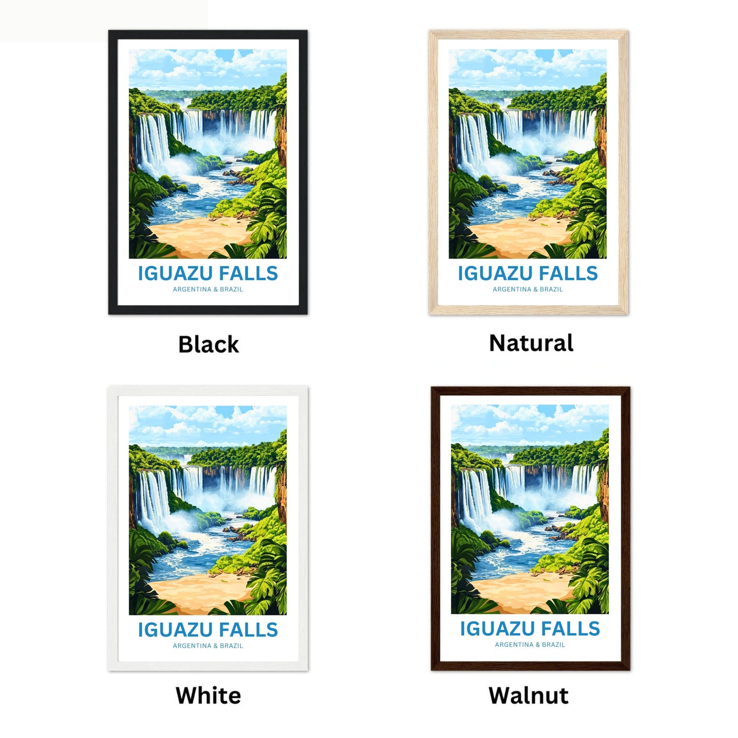 Iguazu Falls Travel Poster - Stunning Rainforest and Waterfalls Argentina
