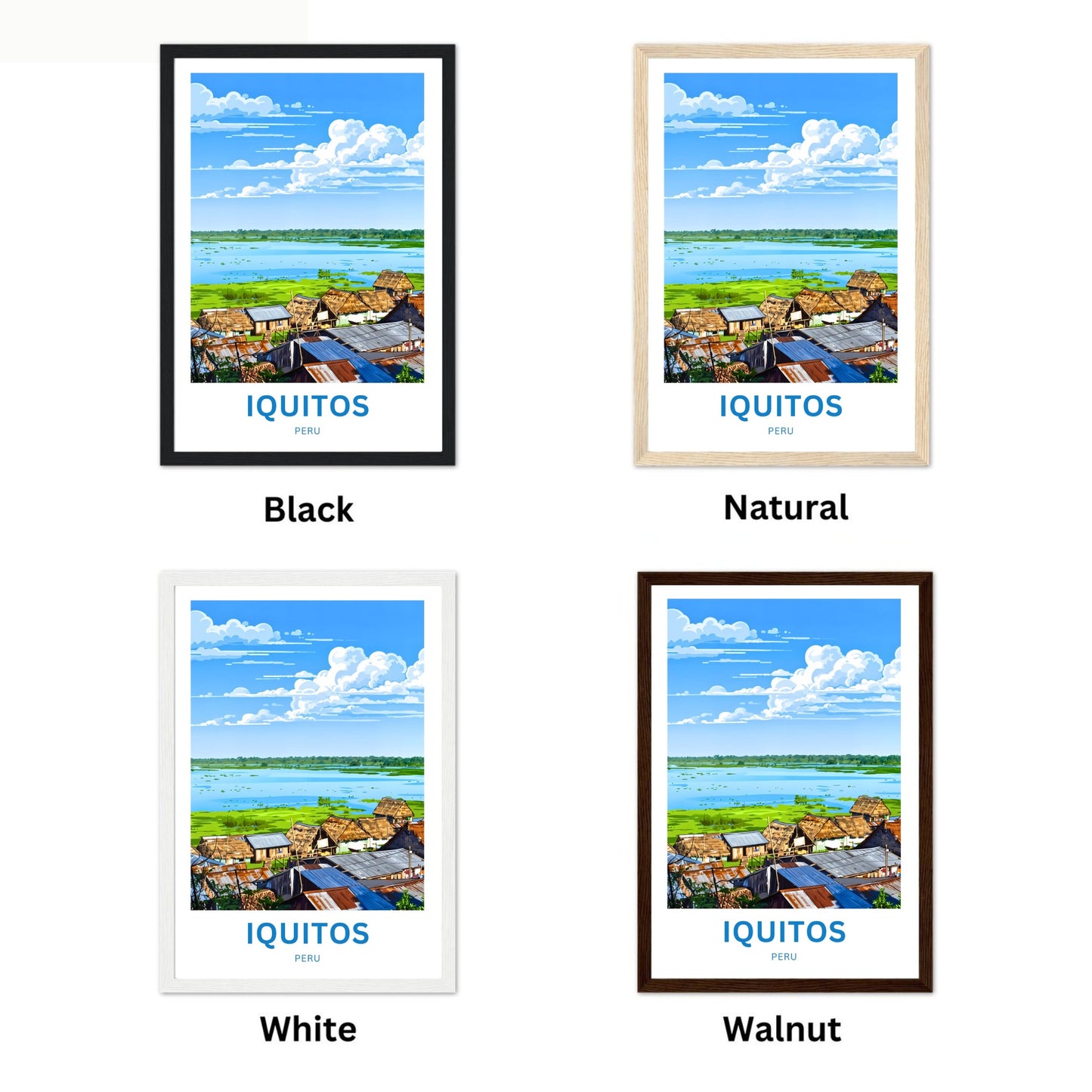 Iquitos Travel Poster - Peru Riverfront Life