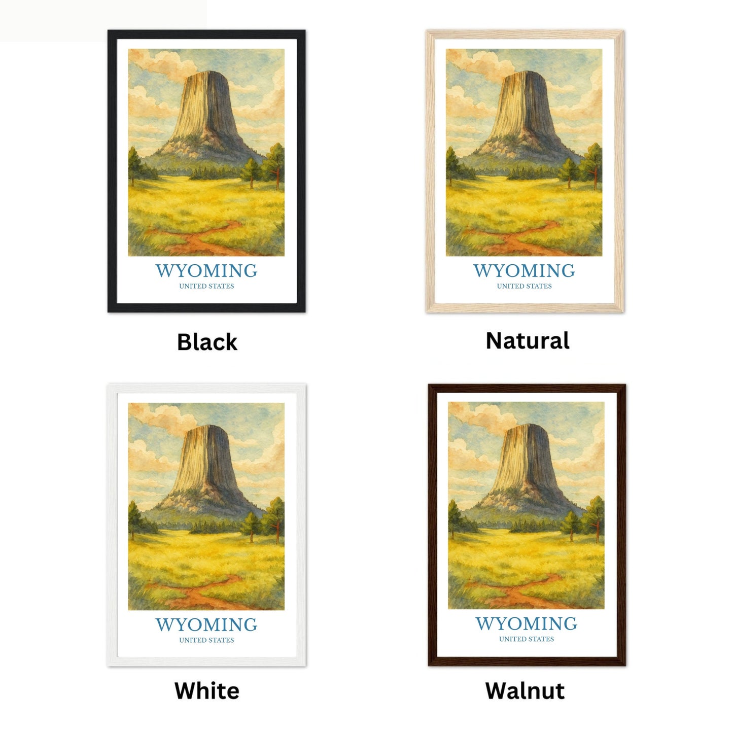 Wyoming, Watercolor design poster, United States Print, Wyoming Wall Art