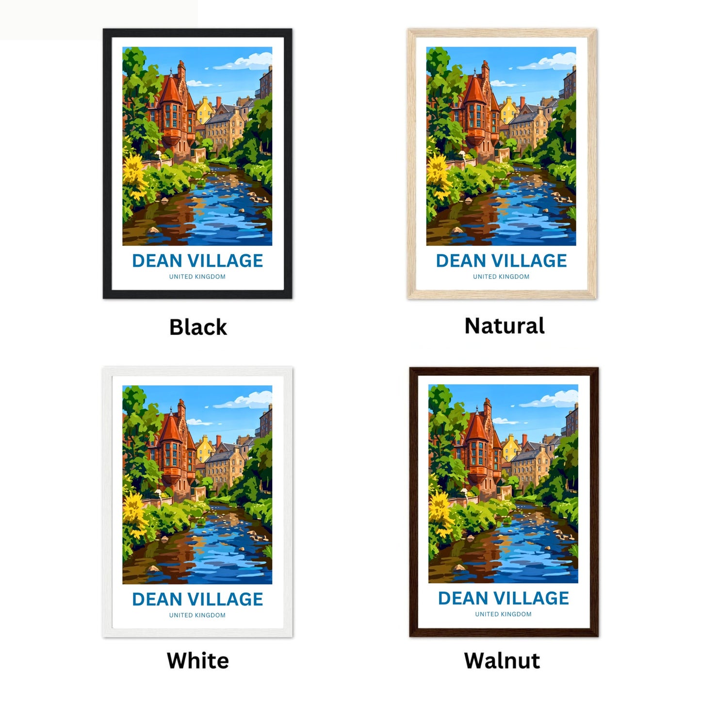 Dean Village Travel Poster - Tranquil Village Escape