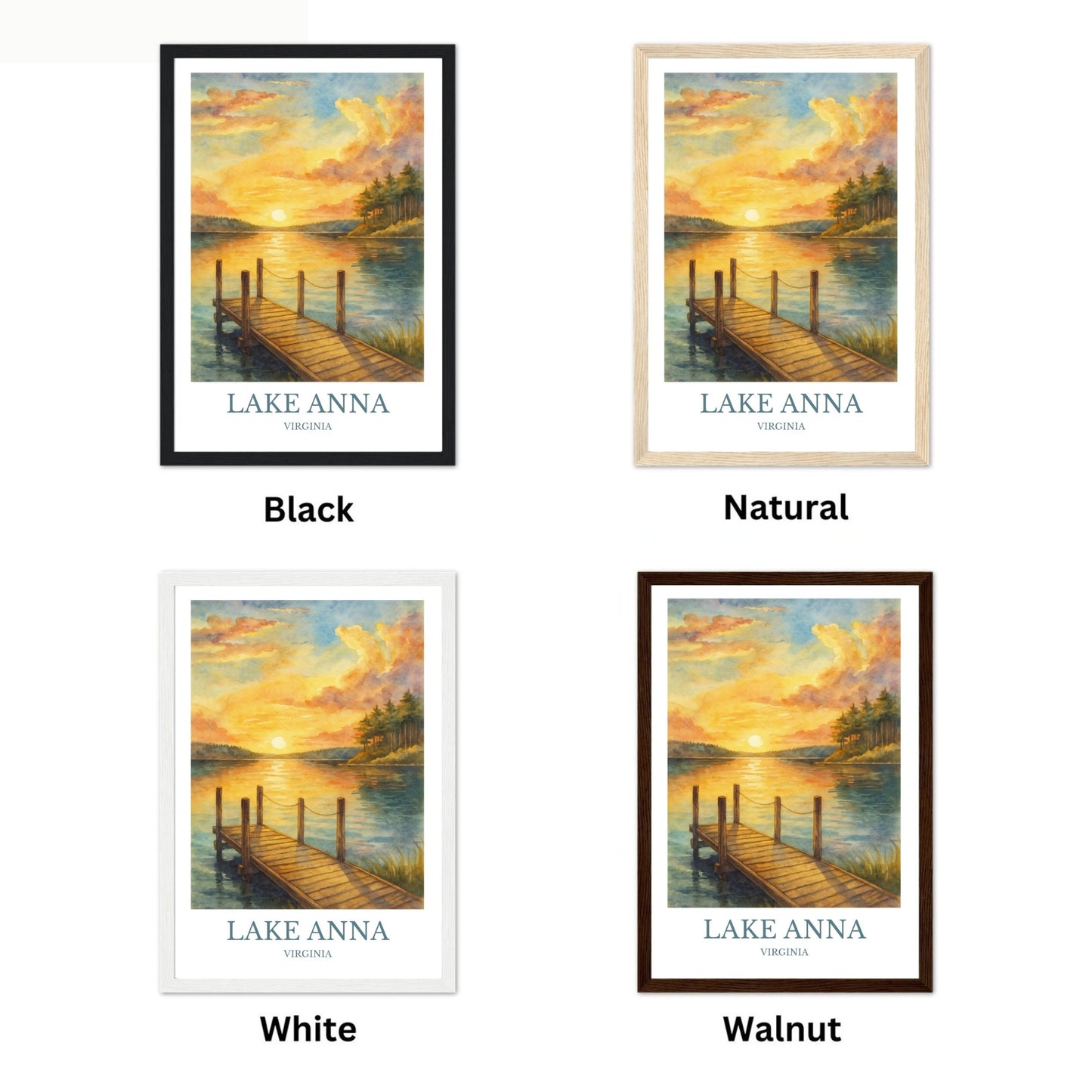 Lake Anna, Watercolor design poster, Virginia Print, Lake Anna Wall Art