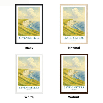 Seven Sisters, Watercolor design poster, England Print, Seven Sisters Wall Art