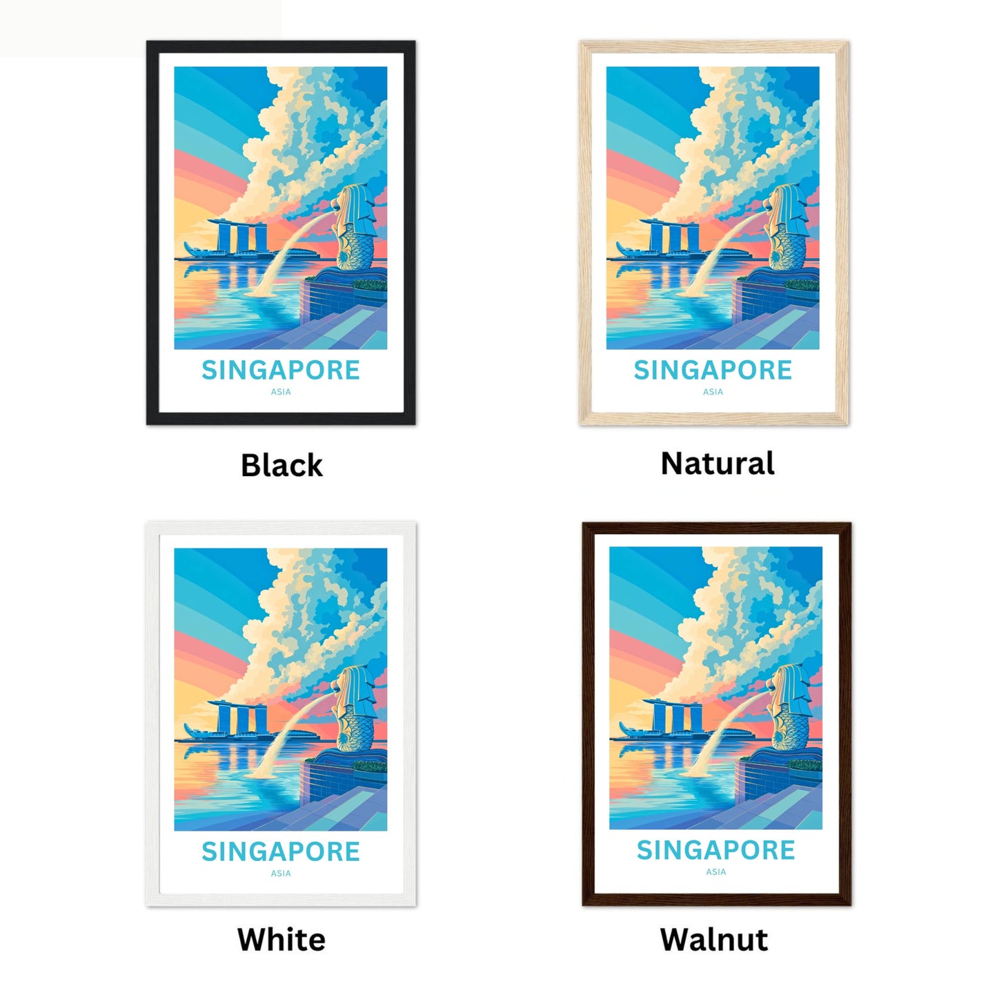 Singapore Travel Poster - The Watchful Merlion