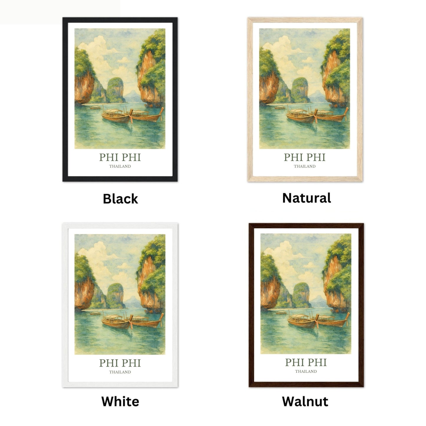 Phi Phi, Watercolor design poster, Thailand Print, Phi Phi Wall Art