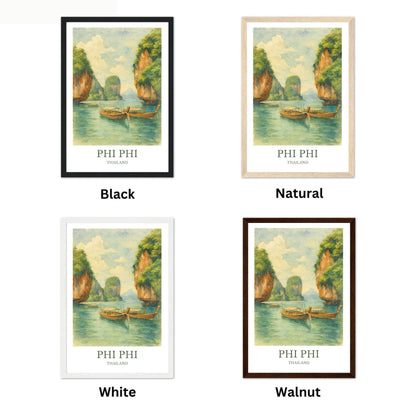 Phi Phi, Watercolor design poster, Thailand Print, Phi Phi Wall Art