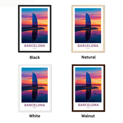 Barcelona Travel Poster  - Spain Captivating Sunset view of W HOTEL