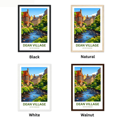 Dean Village Travel Poster - Riverside Stillness