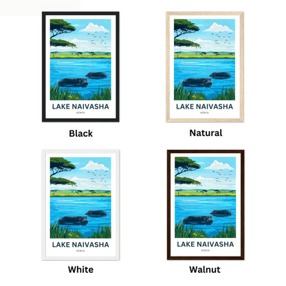 Lake Naivasha Travel Poster - Captivating Birds and Hippos