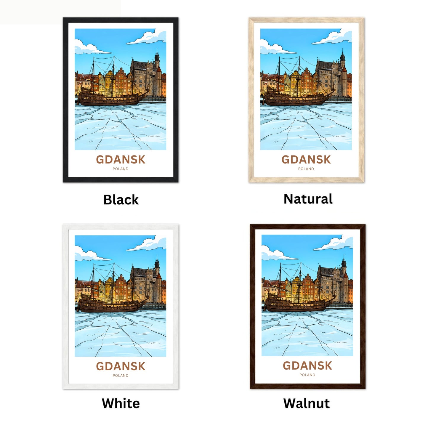 Gdańsk  Travel Poster - Frozen River Voyage