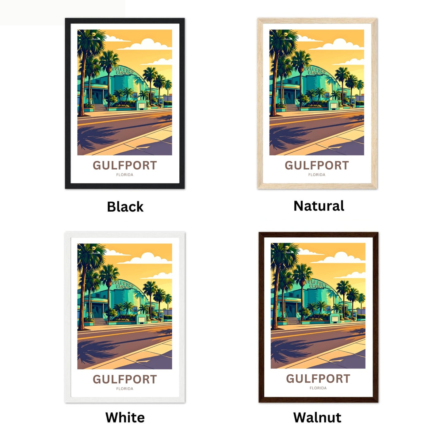 Gulfport, Florida Travel Poster - Casino Sunset