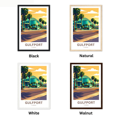 Gulfport, Florida Travel Poster - Casino Sunset