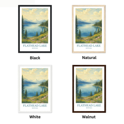 Flathead Lake, Watercolor design poster, Montana Print, Flathead Lake Wall Art