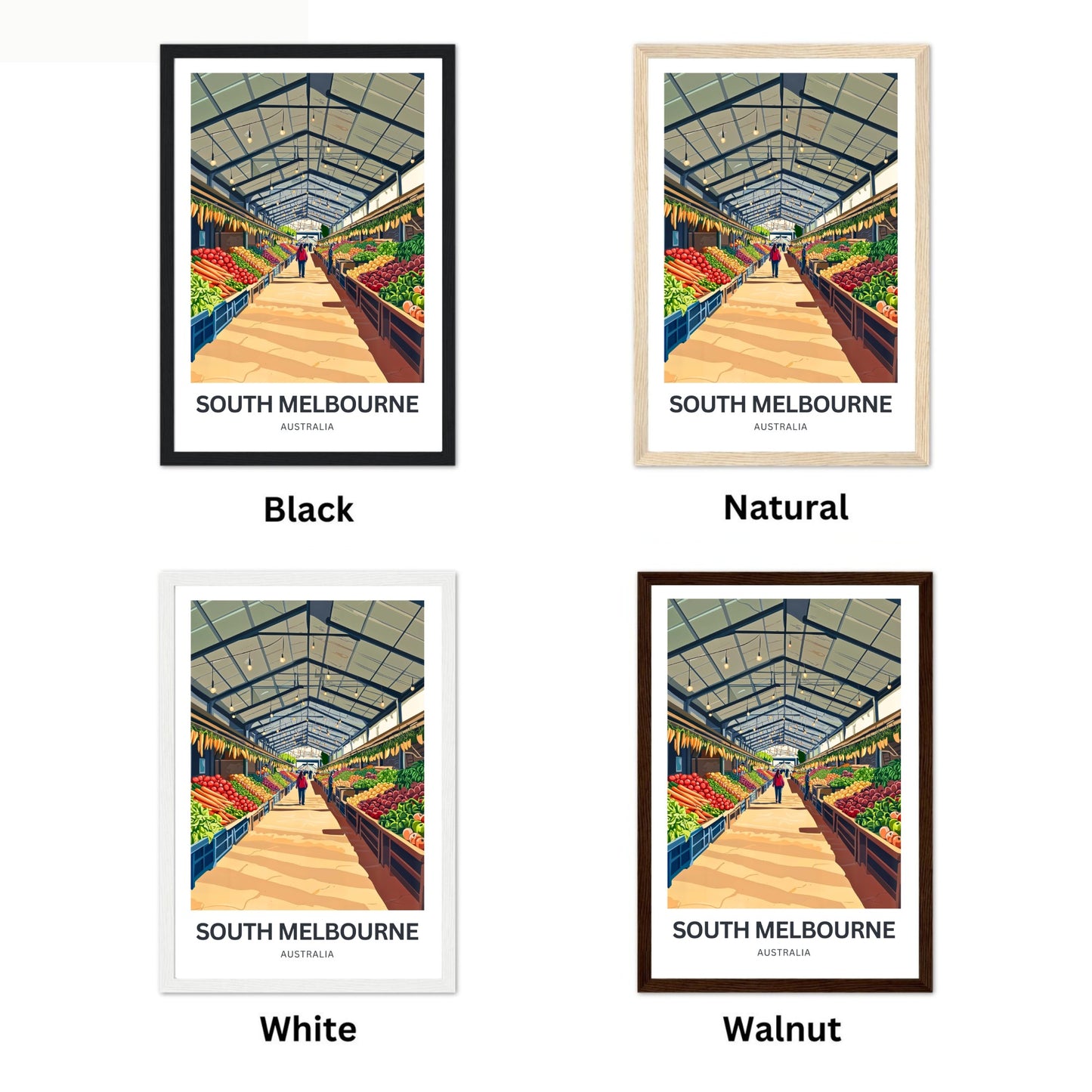 South Melbourne Market Travel Poster  - Gather, Taste, Discover