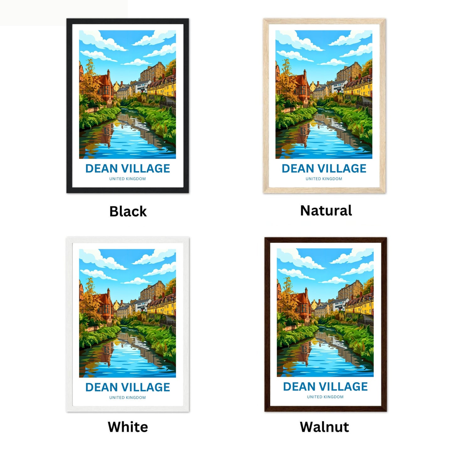 Dean Village Travel Poster - Water of Leith Serenity