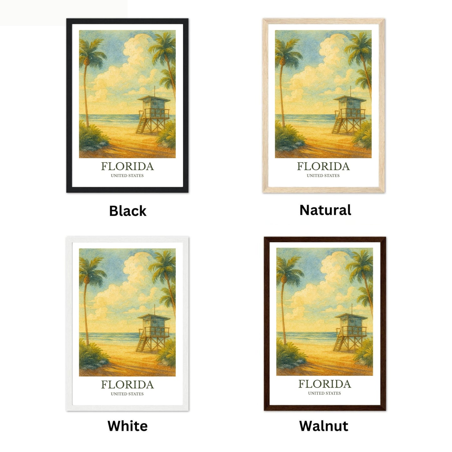 Florida, Watercolor design poster, United States Print, Florida Wall Art