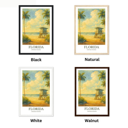 Florida, Watercolor design poster, United States Print, Florida Wall Art