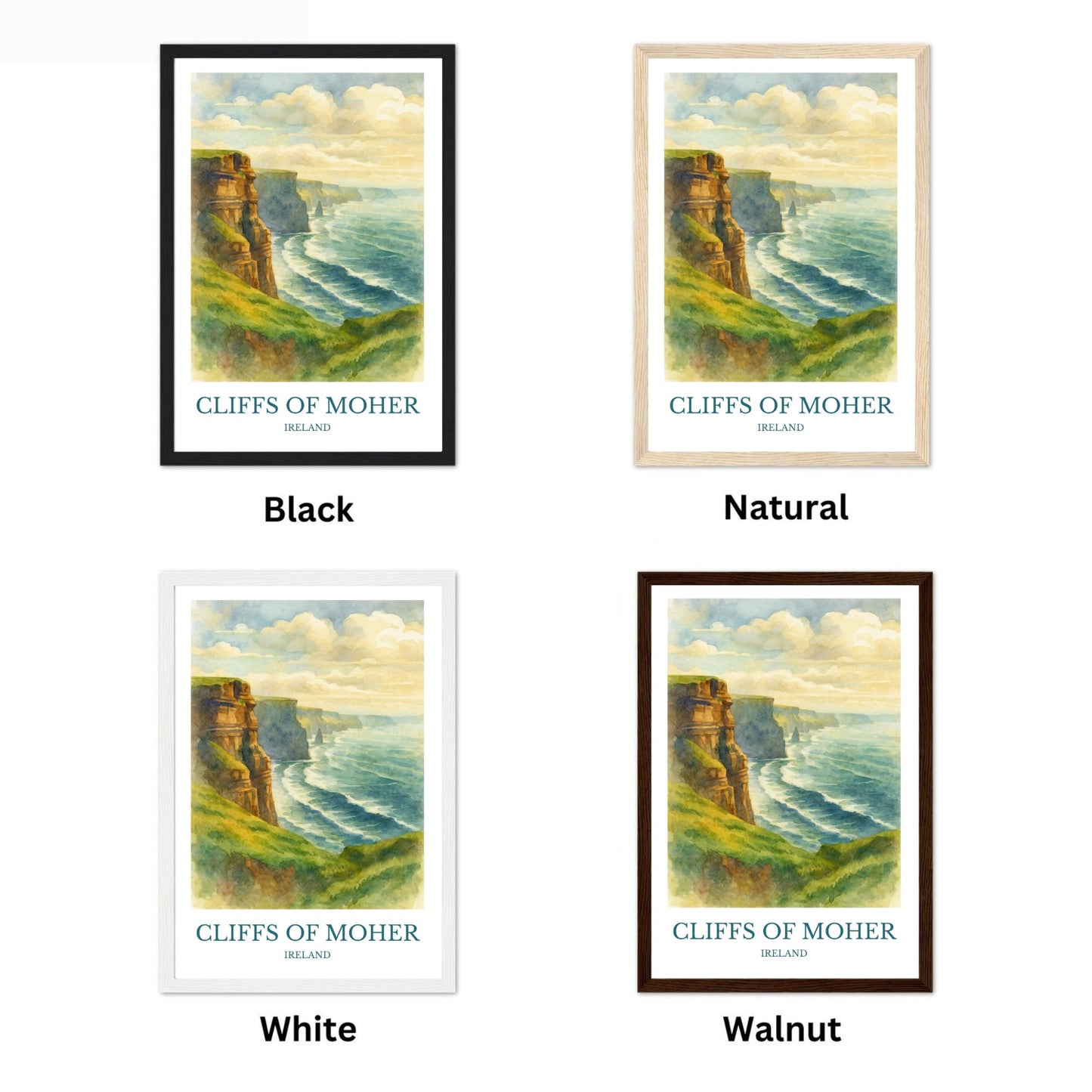 Cliffs of Moher, Watercolor design poster, Ireland Print, Cliffs of Moher Wall Art