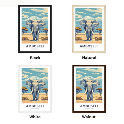 Amboseli National Park Travel Poster  - Tusks of Glory, Kilimanjaro Rising