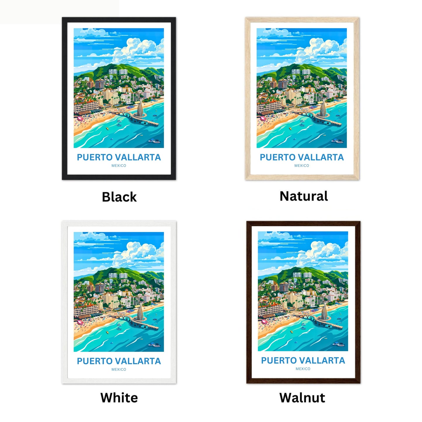 Puerto Vallarta  Travel Poster - Aerial Coastal View