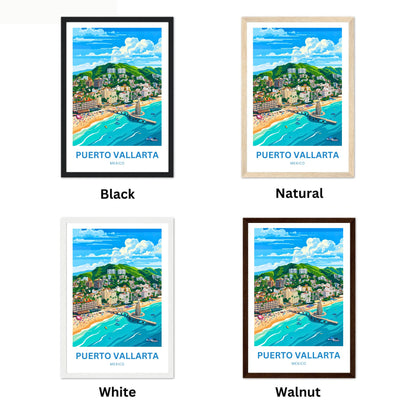 Puerto Vallarta  Travel Poster - Aerial Coastal View