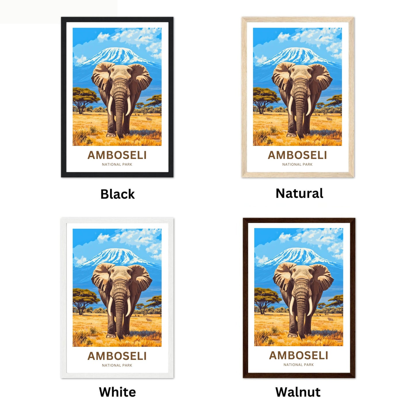 Amboseli National Park Travel Poster  - Great Tusker and Kilimanjaro