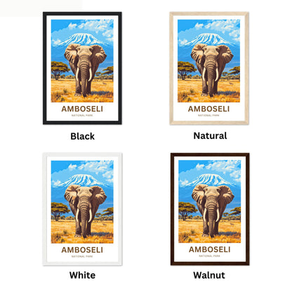 Amboseli National Park Travel Poster  - Great Tusker and Kilimanjaro