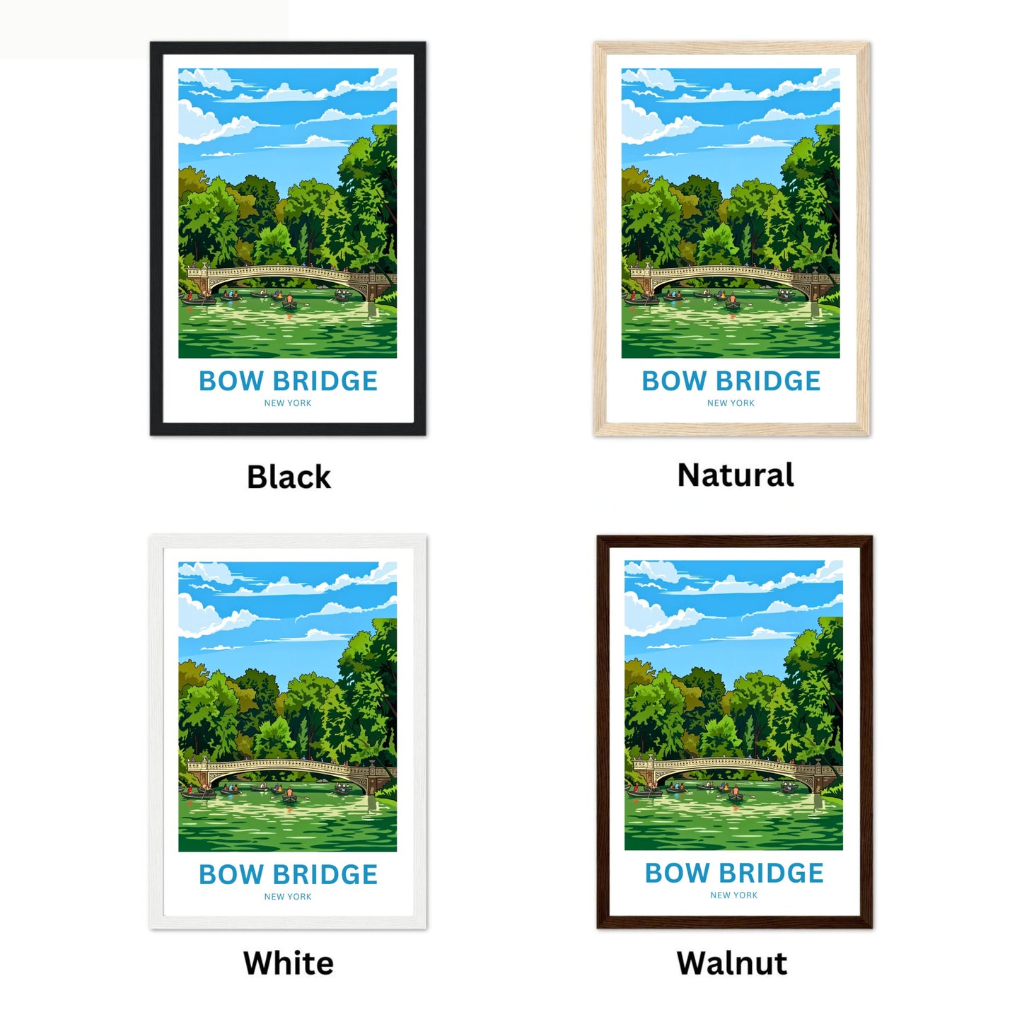 Bow Bridge  Travel Poster - New York Iconic Bridge