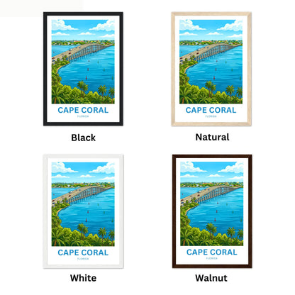 Cape Coral, Florida Travel Poster - Iconic Bridge
