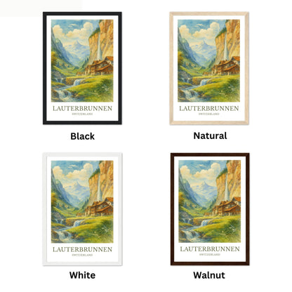 Lauterbrunnen, Watercolor design poster, Switzerland Print, Lauterbrunnen Wall Art