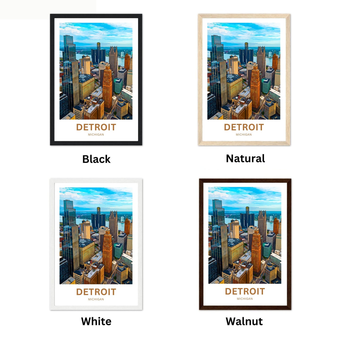 Detroit Travel Poster - City View