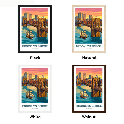 Brooklyn Bridge Travel Poster -  Colorful View of Brooklyn,New York
