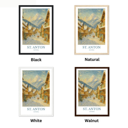 St. Anton, Watercolor design poster, Austria Print, St. Anton Wall Art