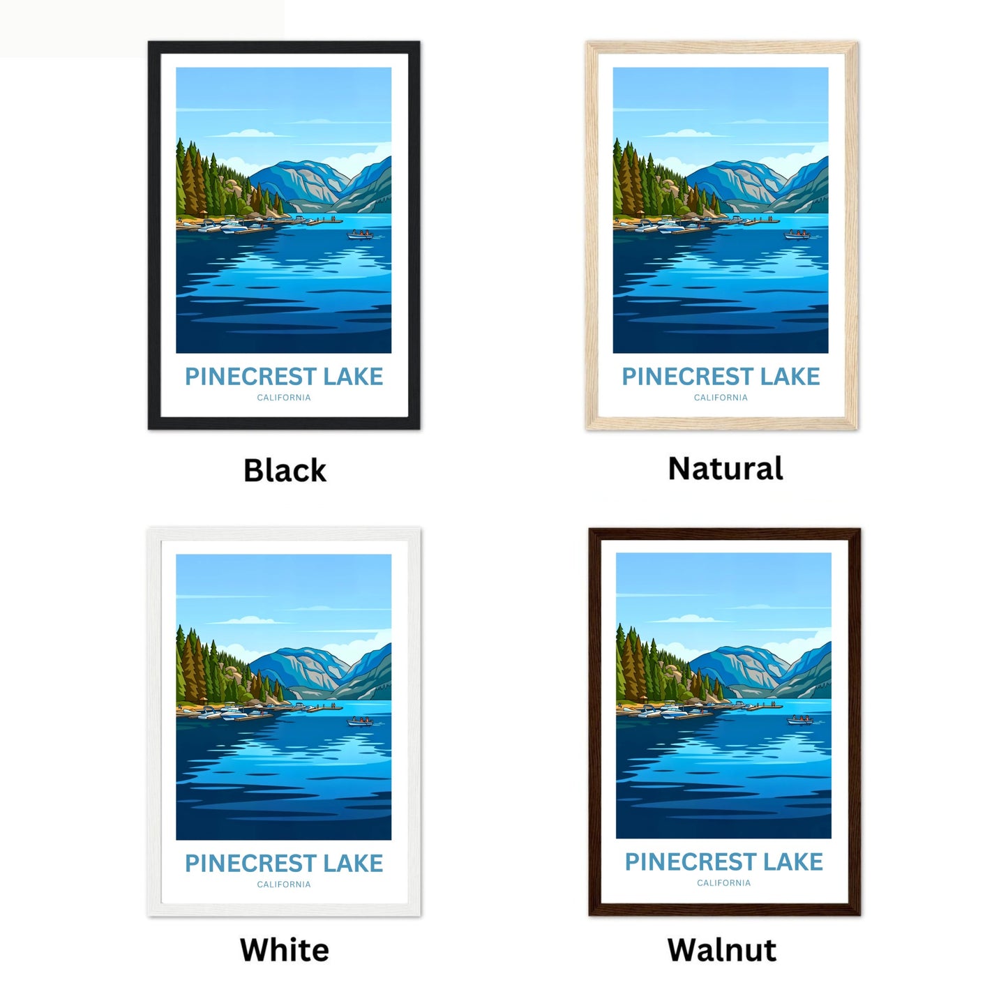 Pinecrest Lake Travel Poster - Alpine Blue Escape