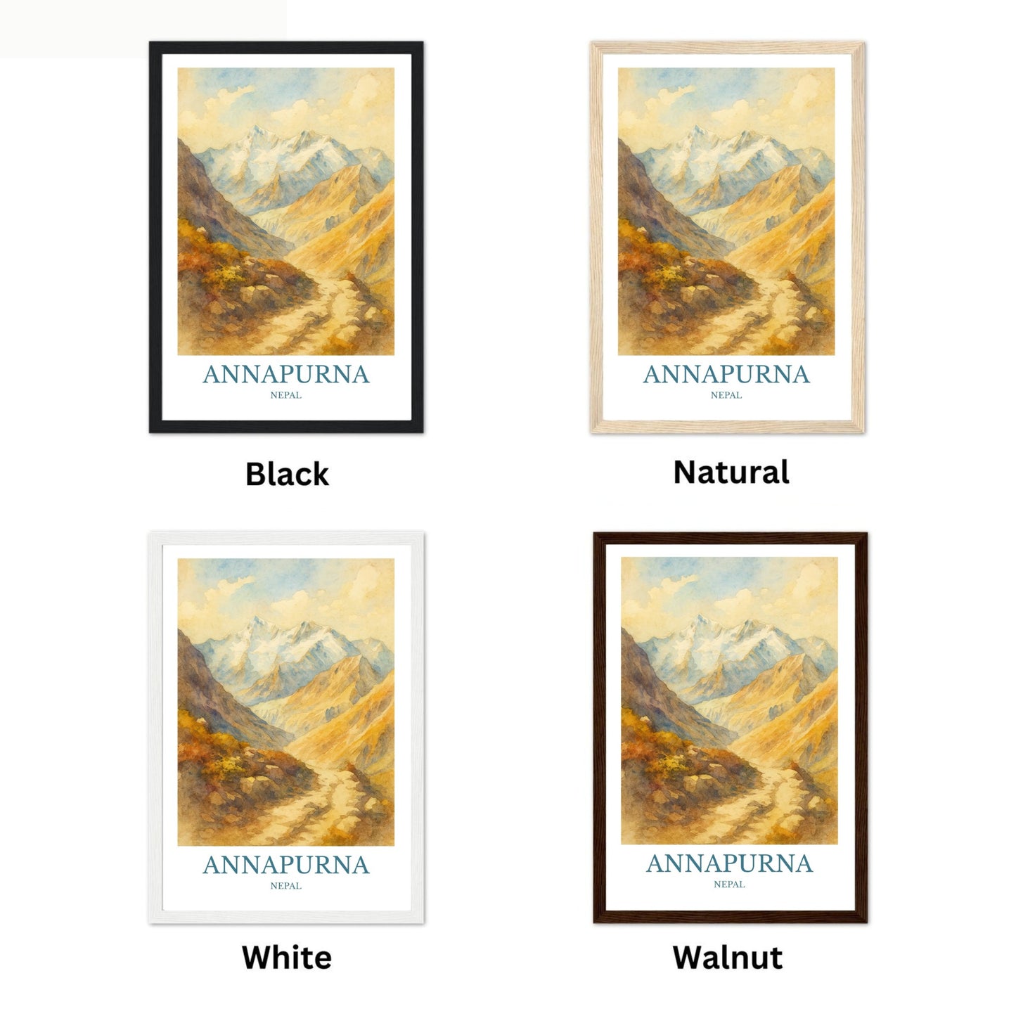 Annapurna, Watercolor design poster, Nepal Print, Annapurna Wall Art