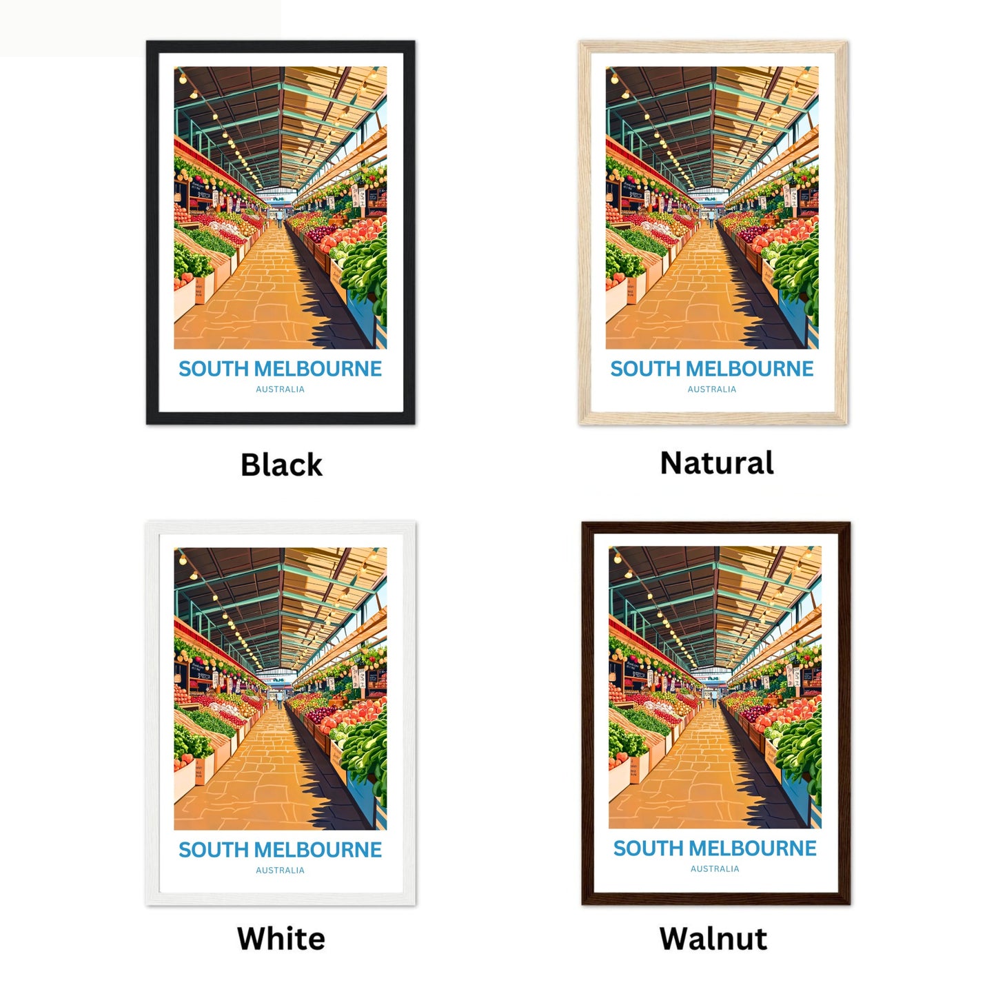 South Melbourne Market Travel Poster  - Explore Melbourne’s Fresh Side
