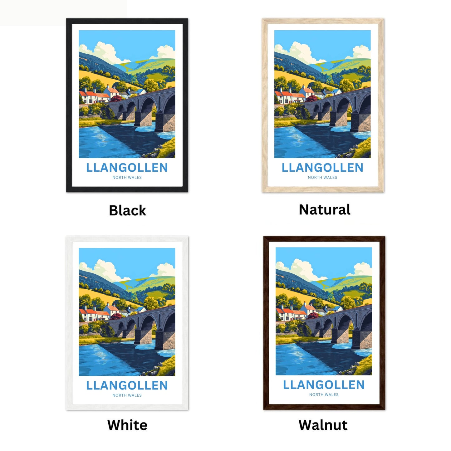 Llangollen Travel Poster - Bridge to the Welsh Hills