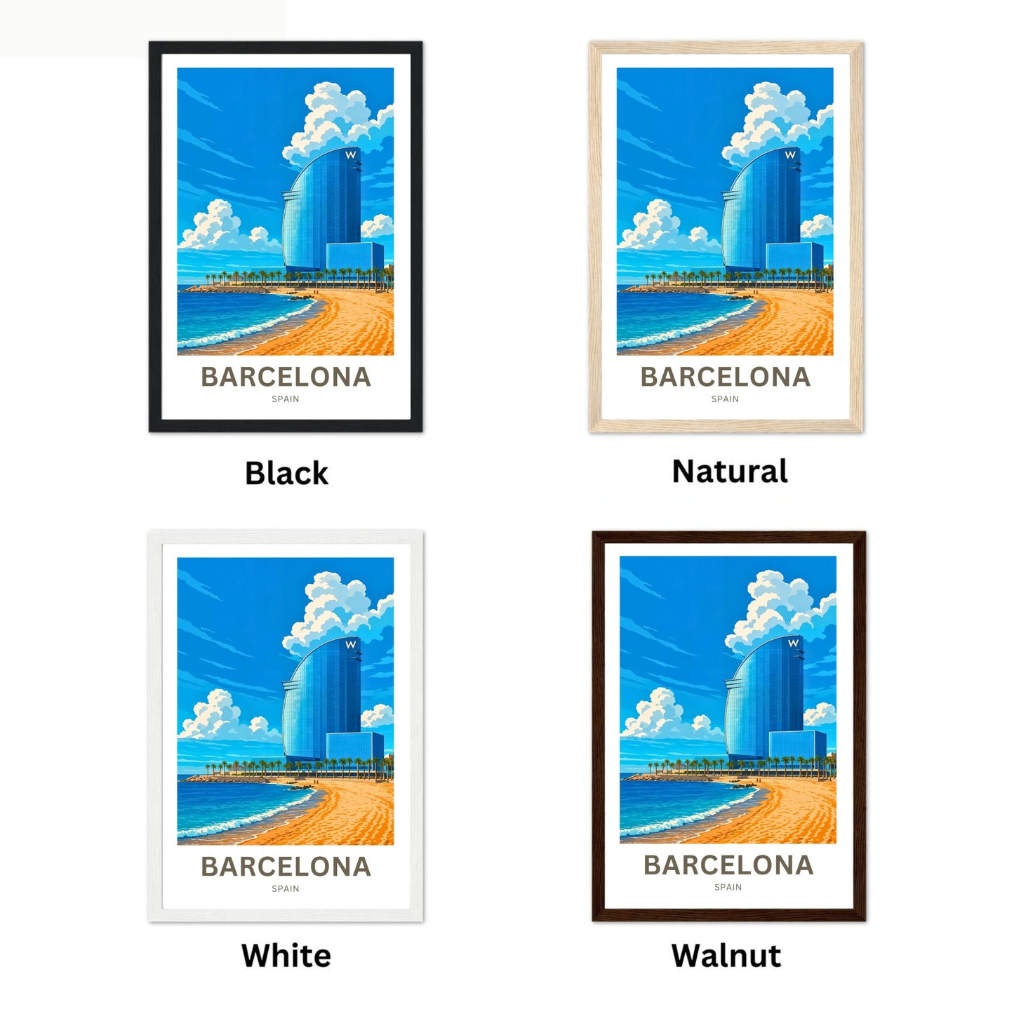 Barcelona Travel Poster  - Spain The Sail on the Sea