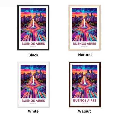 Buenos Aires Travel Poster -  City Light Streets View