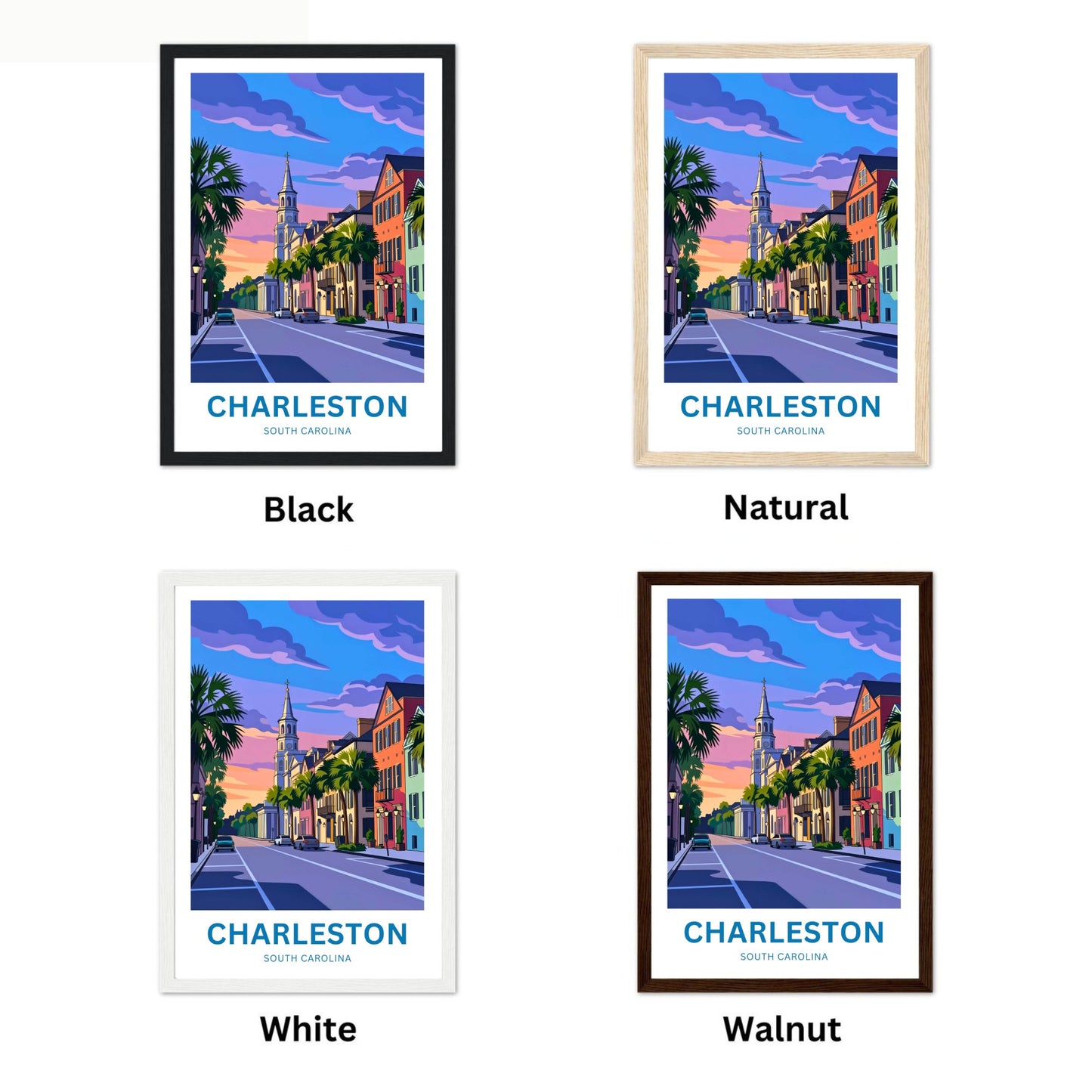 Charleston Historic District Travel Poster - Street Elegance