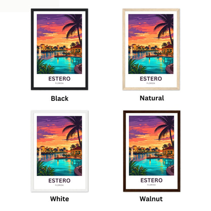 Estero Travel Poster - Sunsets & Palms