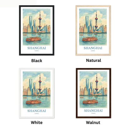 Shanghai, Watercolor design poster, China Print, Shanghai Wall Art
