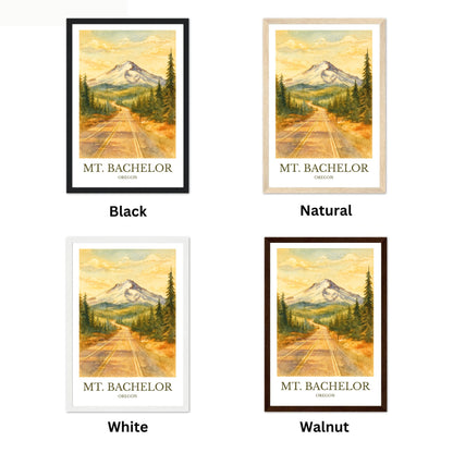 Mount Bachelor, Watercolor design poster, Oregon Print, Mount Bachelor Wall Art